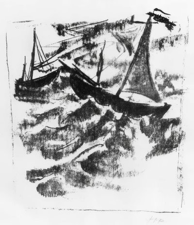 Boote im Sturm von Max Pechstein