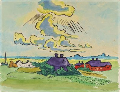 海岸の風景と村 作： Max Pechstein