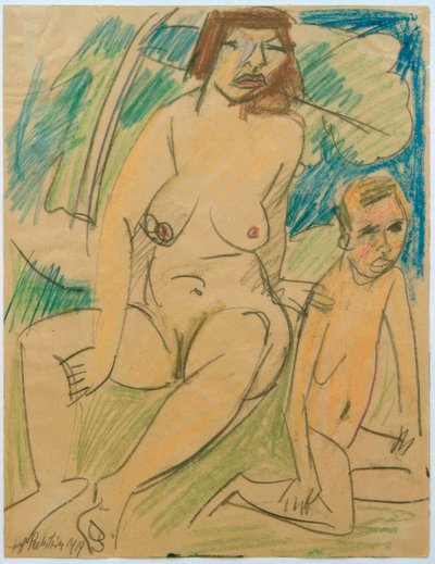 裸の女性と子供 作： Max Pechstein
