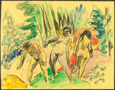 森の中の三体の裸体 作： Max Pechstein