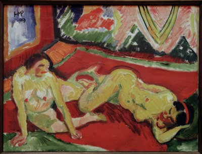 部屋の中の2人の女性の裸体 作： Max Pechstein