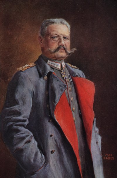 第一次世界大戦でドイツ軍を指揮したポール・フォン・ヒンデンブルク陸軍元帥（カラーリトグラフ版 作： Max Rabes