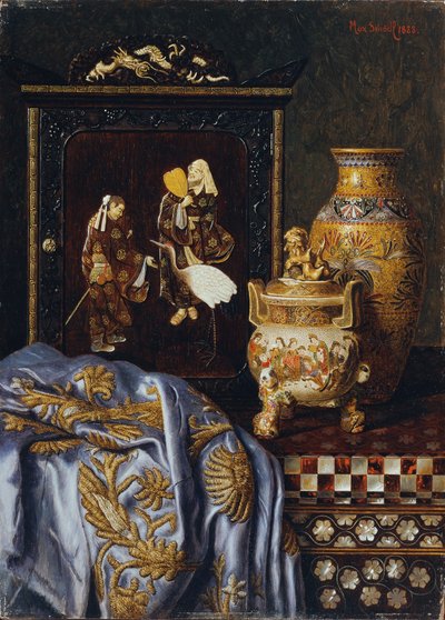 日本の美術品のある静物 作： Max Schodl