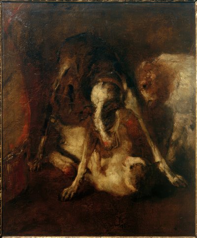 猫と犬と遊ぶ 作： Max Slevogt