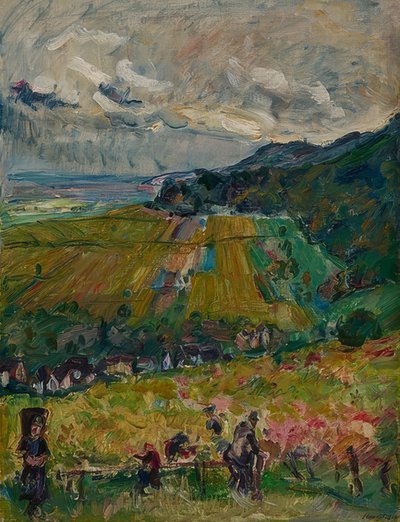 プファルツ州の風景、ノイカステルのヴィンテージ。 1916 作： Max Slevogt