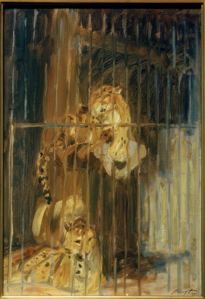 檻の中の2つのヒョウ 作： Max Slevogt