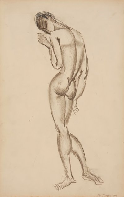 女性の裸体、後ろ姿、1909年 作： Max Weber