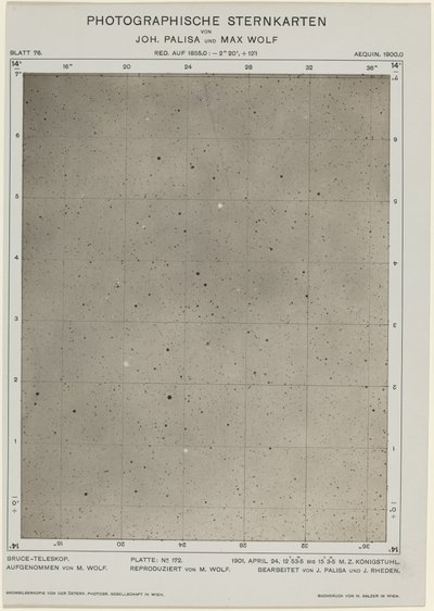 写真星図 (1901 年 4 月 24 日) 作： Max Wolf and Joh. Palisa