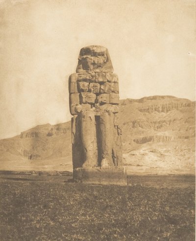 修復されたアメノフィス3世の巨像、テーベ ヴォーカル・スタチューまたはメムノンの巨像、1849-50年。 作： Maxime Du Camp