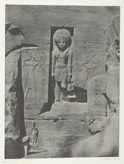 イブサンブール、ヌビアのプレーのスペオスへの入り口の彫刻、184951、1852年に印刷。 作： Maxime Du Camp