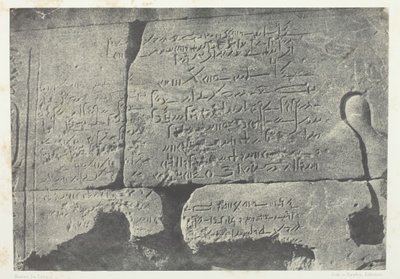 デモティックの碑文、ヌビアのフィロエにあるイシスの大神殿、184951 年、1852 年に印刷。 作： Maxime Du Camp