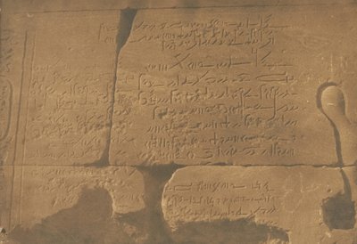 1850 年 4 月 15 日、フィラエのイシス神殿の第 2 パイロンのデモティック碑文。 作： Maxime Du Camp