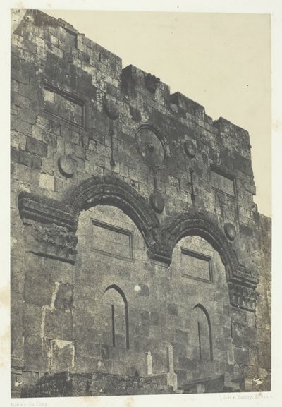パレスチナのエルサレム、黄金の門Bab-El-Daharieh、184951年、印刷は1852年。 作： Maxime Du Camp