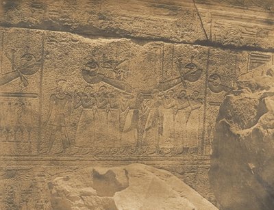 カルナック宮殿の花崗岩の聖域の外壁彫刻 テーベ フィリップ-A..., 1849-50. 作： Maxime Du Camp