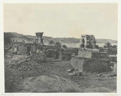 ヌビア、フィロエの西にあるベゲ島の村と神殿、184951年、1852年印刷。 作： Maxime Du Camp