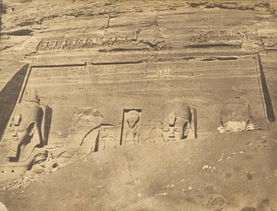 1850年3月、アブセンビルのスペオス・ドゥ・フレーのファサードの様子。 作： Maxime Du Camp