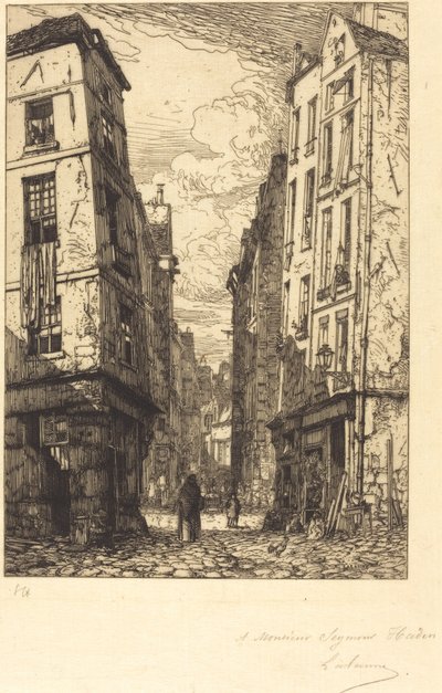Rue des Marmousets (街の四分の一、旧パリ) 作： Maxime Lalanne