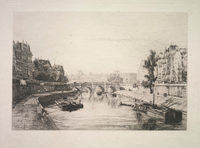 聖ミシェル橋からの眺め、1865年。 作： Maxime Lalanne
