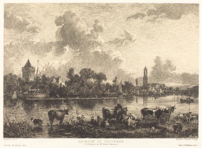 牧場の動物 作： Maxime Lalanne after Nicolaes Pietersz Berchem