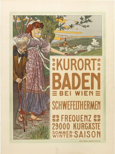 ウィーン近郊の温泉街バーデン、c. 1910年。 作： Maximilian Liebenwein