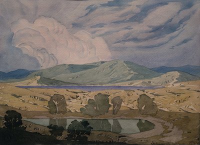 湾の上の雲。コクテベル、1925 作： Maximilian Voloshin