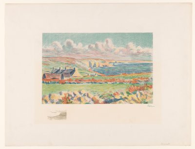 家のある海岸の風景 カマレ（原題） 作： Maximilien Luce (signed by artist)