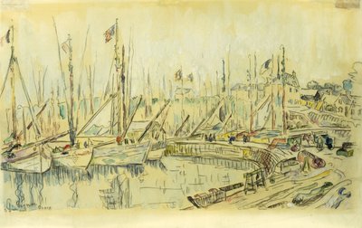 セーヌ川のはしけ;セーヌ川のペニシェ、 作： Maximilien Luce