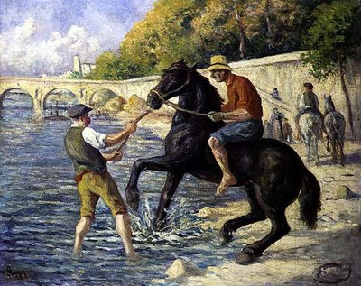 馬の水浴び」1910年頃（油彩・キャンバス） 作： Maximilien Luce