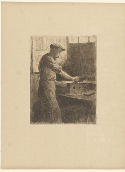 スタジオで働くプリンター Imprimeur dans son atelier レプルーヴ（シリーズタイトル） 作： Maximilien Luce