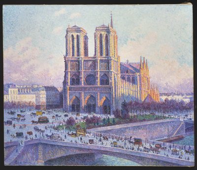 ノートルダム寺院、パリ、ケサンミシェルからの眺め、1901年4月 作： Maximilien Luce