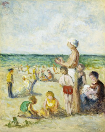 ノルマンディーのビーチで。ノルマンディーのビーチで、1930年頃 作： Maximilien Luce