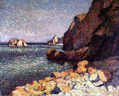 海と岩、アガイ 作： Maximilien Luce