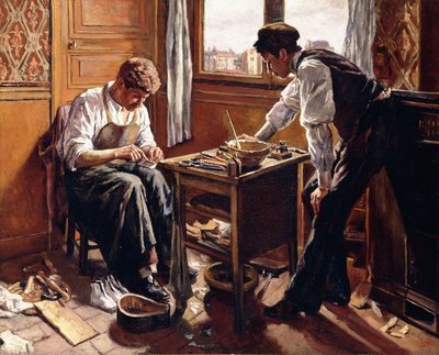 靴職人、二人のギボウ兄弟、1884 作： Maximilien Luce