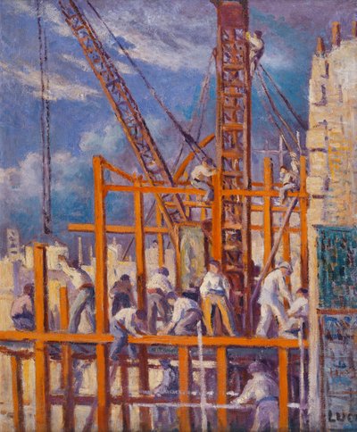 パリの建築現場、マドレーヌ通り。 Chantiers de Paris、Boulevard de la Madeleine、 作： Maximilien Luce