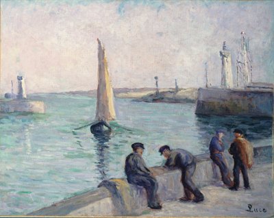 ドックの漁師、1920年頃 作： Maximilien Luce