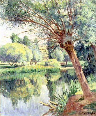 長老会と川岸の川柳 作： Maximilien Luce