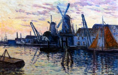 オランダの風車、1908年 作： Maximilien Luce