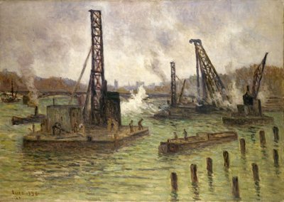 セーヌ川、ポン・デ・サント・ペールでの仕事 作： Maximilien Luce