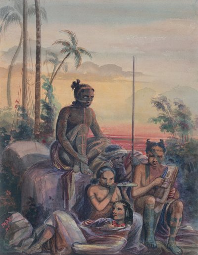 マルケサス諸島の住民、1841〜48年頃 作： Maximilien Radiguet