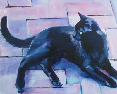 黒猫と紫の床 作： Maxine Shore