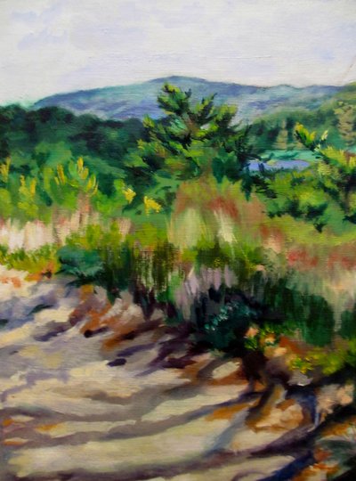日差しの降り注ぐ山道 作： Maxine Shore