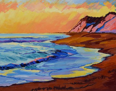 鮮やかな海岸の夕日 作： Maxine Shore