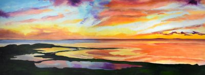 鮮やかな海岸の夕日 作： Maxine Shore