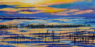 活気あふれる湿原の夕日 作： Maxine Shore