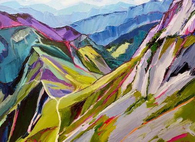 鮮やかな山々の眺め 作： Maxine Shore