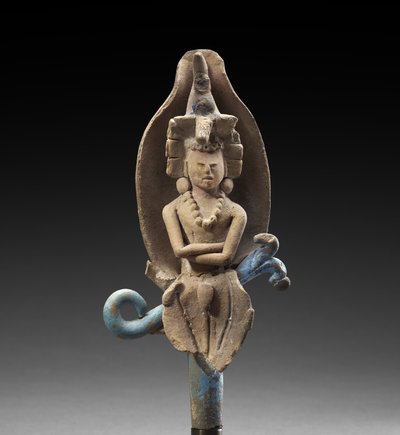 コーンハスクの中のトウモロコシの神」 AD600～900（ポリクローム顔料の痕跡がある土器 作： Mayan