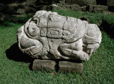 グレスの塊に彫られた象形の祭壇 作： Mayan