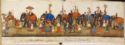 行列のパノラマ、「Reminiscences of Imperial Delhi」のイラスト。 The Delhi Book、Sir Thomas Theophilus Metcalfe 著 作： Mazar or Mazhar Ali Khan