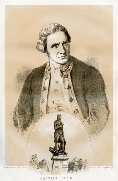キャプテン・ジェームズ・クック（18世紀イギリスの海軍士官・探検家）1879年 作： マクファーレンとアースキン