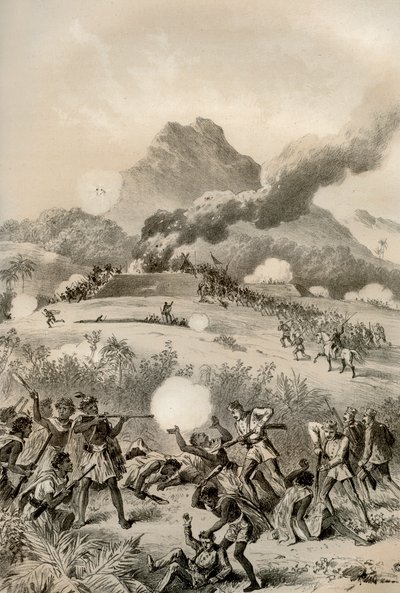 マオリの堡塁を奪う、マオリ戦争、1845年～1873年 1879年 作： McFarlane and Erskine